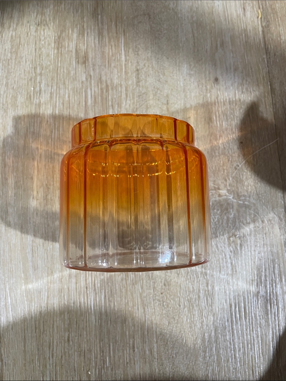 Amber Gradient Ribbed Glass Vase - Home Accents